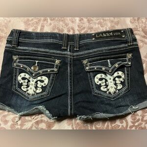 L.A. idol Dark Wash Denim Embellished Jean Shorts